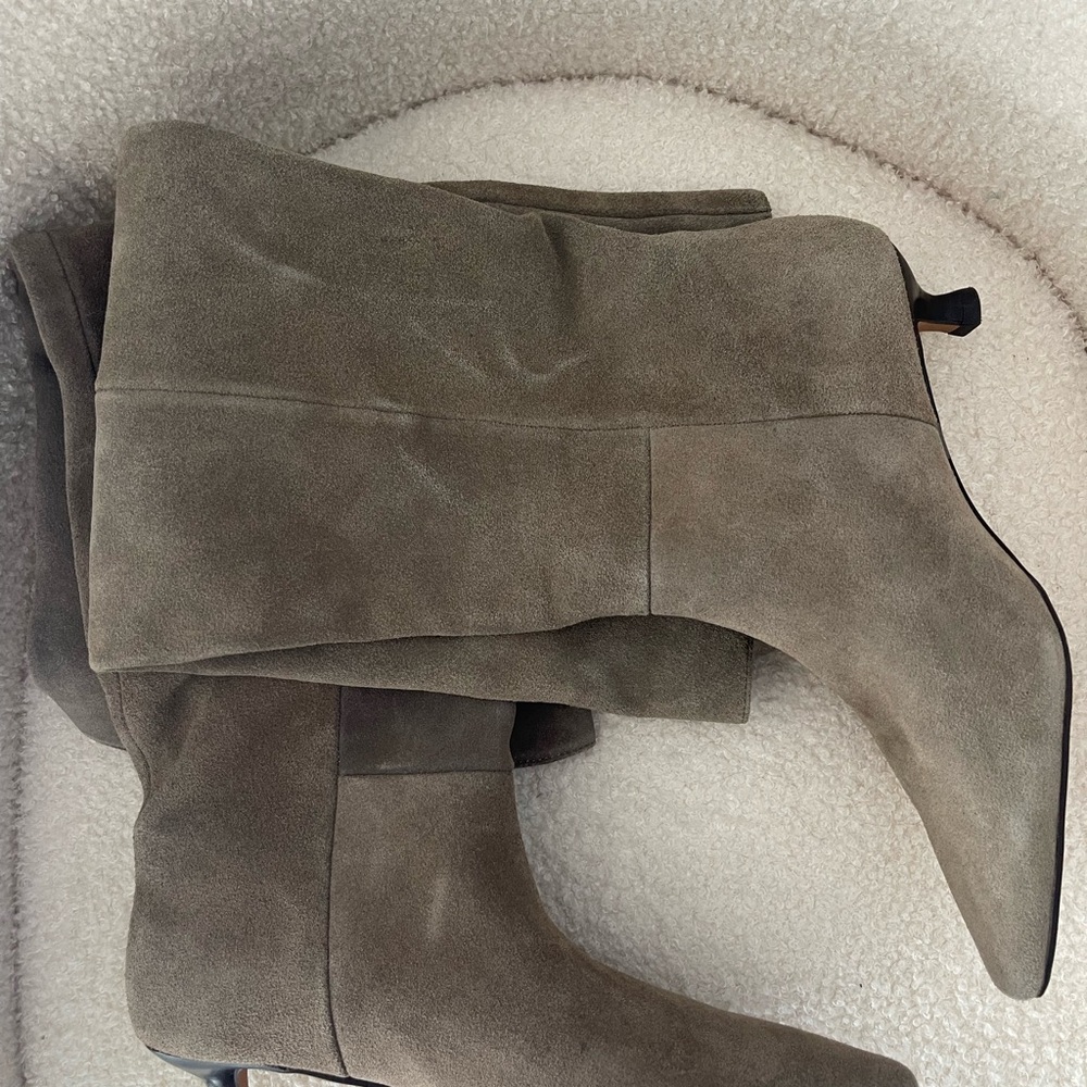 Aldo Taupe Suede Heeled Boots